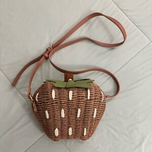 LC Lauren Strawberry Wicker Crossbody Purse